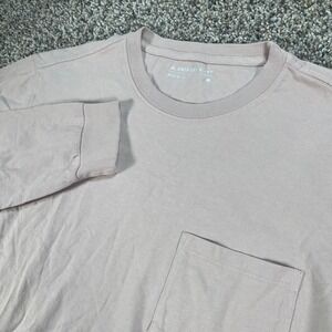 American Giant Mens Size M Long Sleeve Pocket T-Shirt Mauve Pink Made in USA